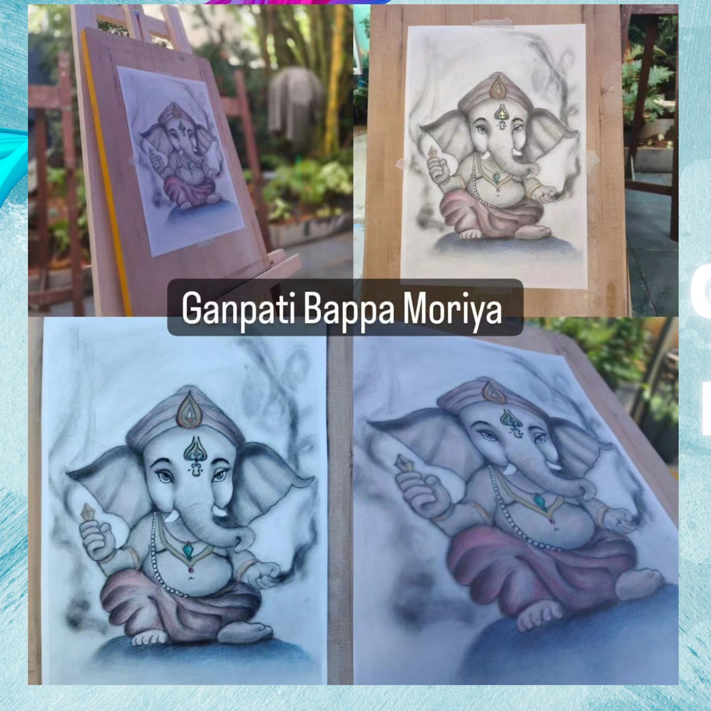 Lord Ganesha - Print of original - Canvas Roll - 12x14 Inches