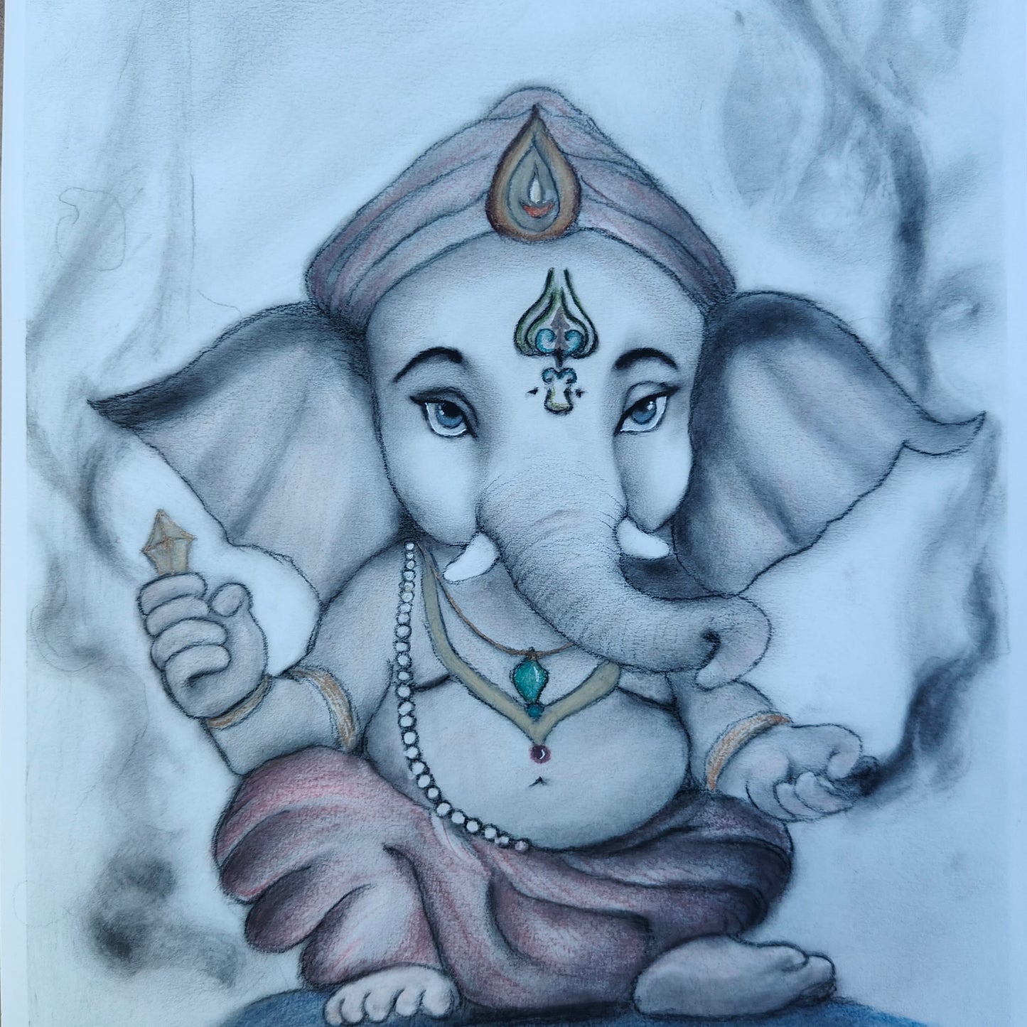 Lord Ganesha - Print of original - Canvas Roll - 12x14 Inches